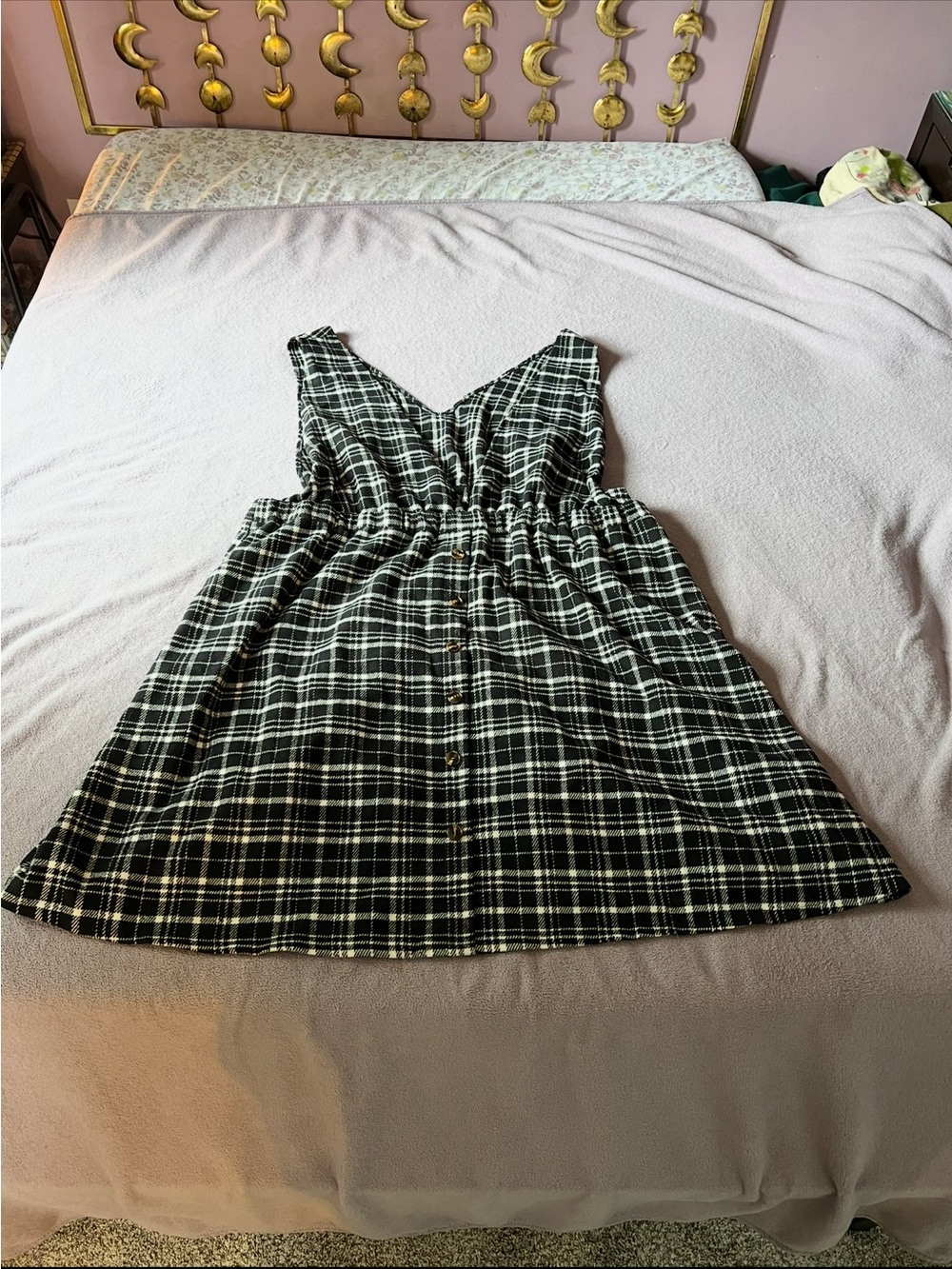 Bloom Chic Plaid Pinafore Dress